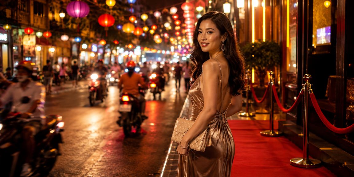 Khung cảnh sòng bài hiện đại tại Việt Nam với màn hình LED lớn và người chơi tập trung vào bàn casino